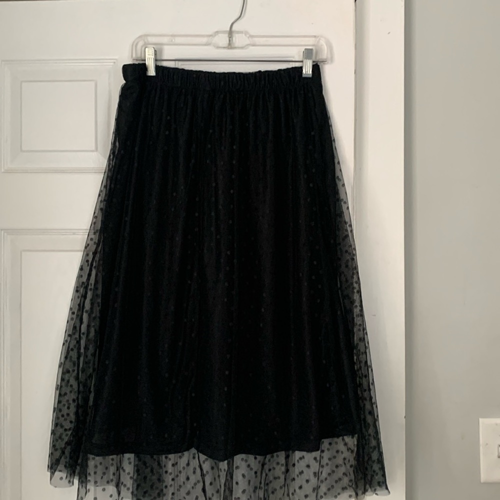Black polka dot maxi skirt